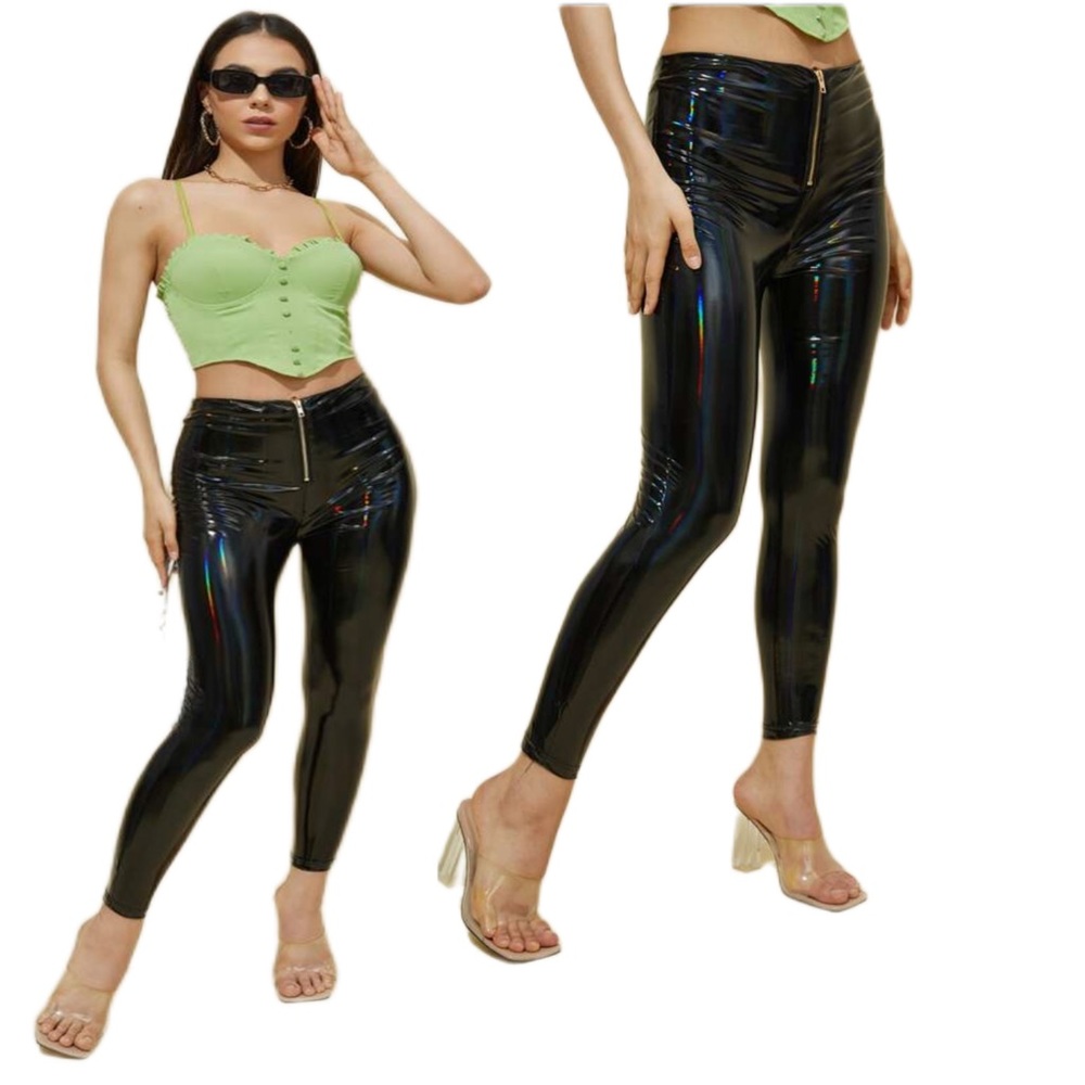 BLACK Shiny Highwaist PU Latex Pants